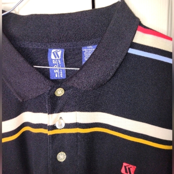 Karl Kani Other - KARL KANI JEANS Polo Shirt Hip Hop Vintage White Black Gold Blue Red Striped 2XL